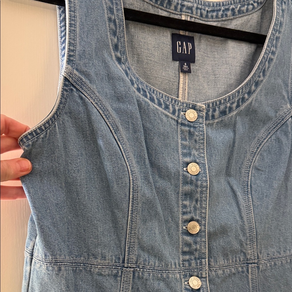 GAP Denim Button-Front Mini Dress Small Tall - Picture 4 of 6